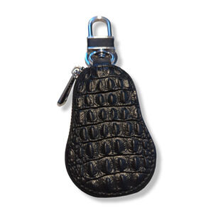 Black Faux Gator Key Fob Case with Key Chain and Ring NEW
